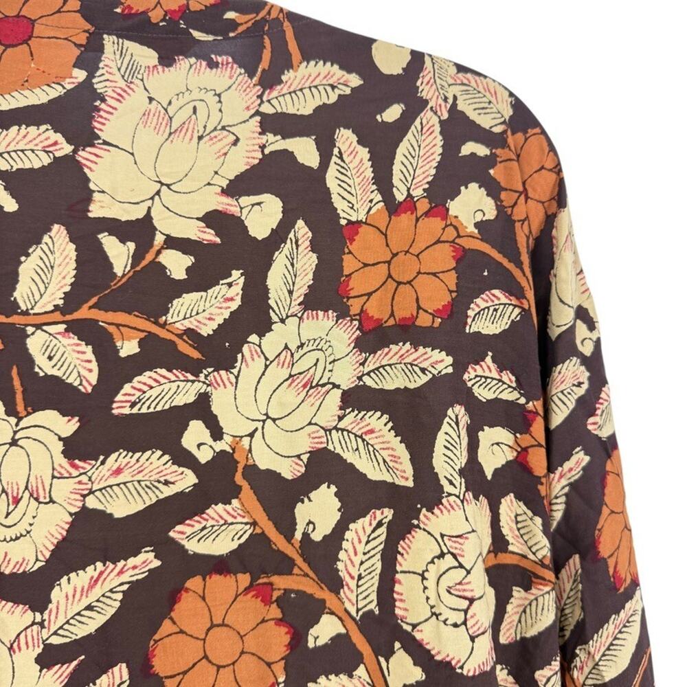 Soft Surroundings Womens Plus Size Floral Brown Kimono Open Jacket Lagenlook 1X - Picture 13 of 16